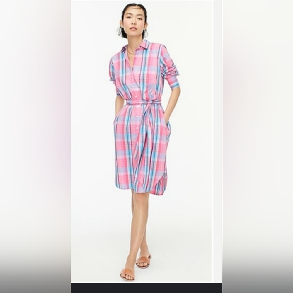 NWT J Crew Plaid Pink Dress